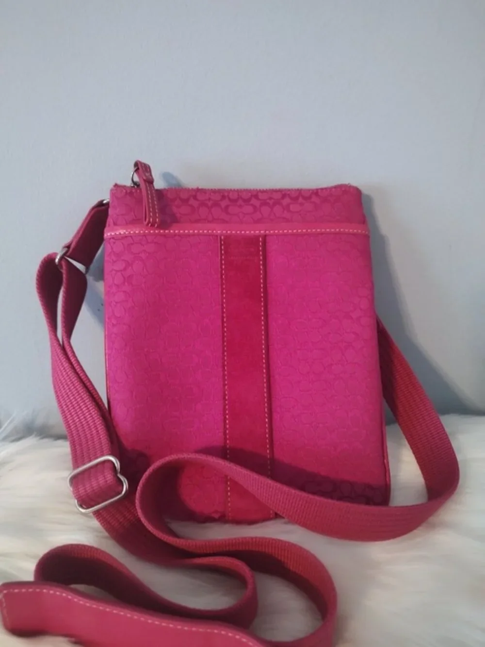 Coach Y2K vintage swingpack mini C's signature suede stripe crossbody bag EUC